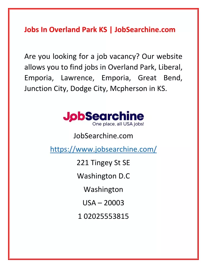 jobs in overland park ks jobsearchine com