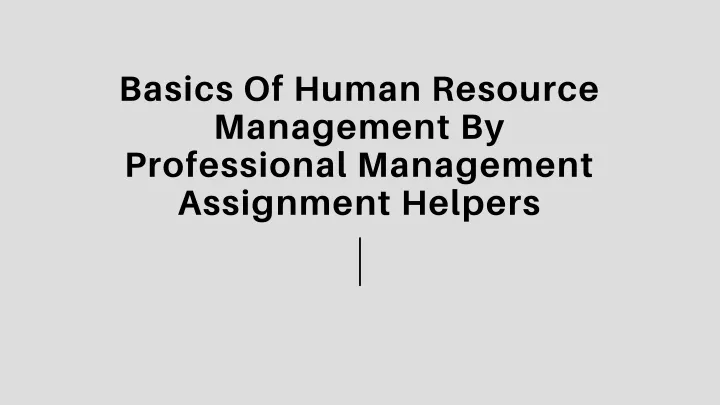 basics of human resource management