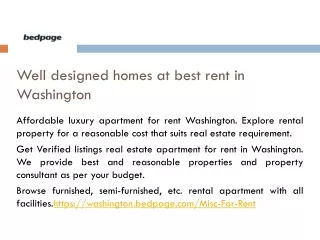 Washington best houses for rent at affordable price