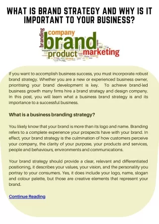 What is brand strategy and why is it important to your business?