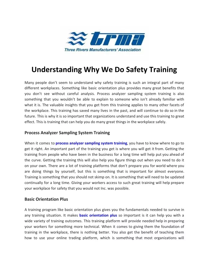 understanding why we do safety training