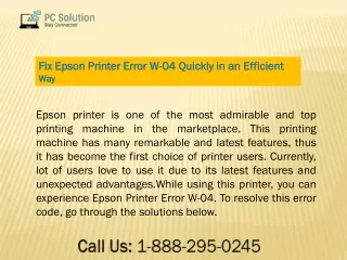 Call 1-888-295-0245 How to resolve Epson Printer Error W-04