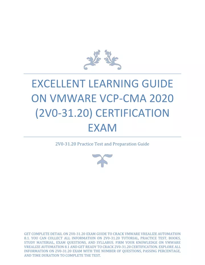 excellent learning guide on vmware vcp cma 2020