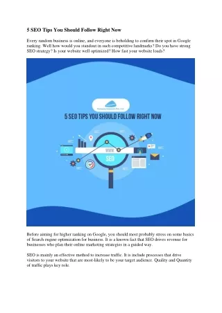 5 seo tips you should follow right now