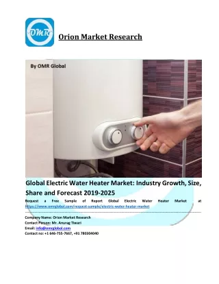 Global Electric Water Heater Market – Global Industry Analysis, Size, Share, Growth, Trends, and Forecast 2020-2026