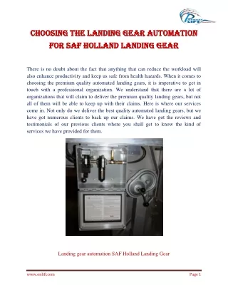 choosing the landing gear automation choosing