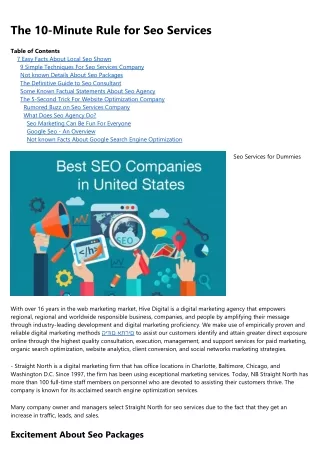the 10 minute rule for seo services
