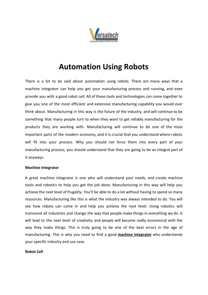 automation using robots