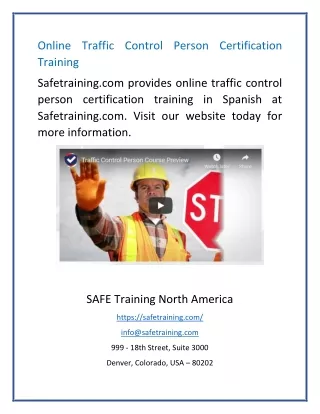 online traffic control person certification