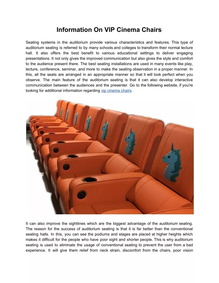 information on vip cinema chairs