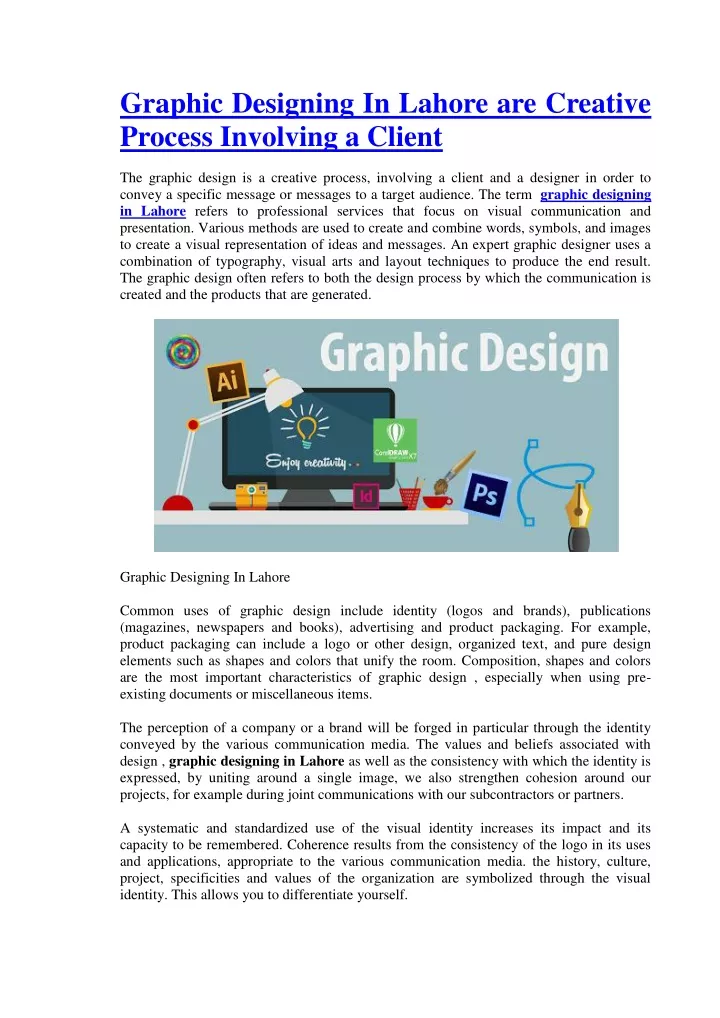 graphic designing in lahore are creative process