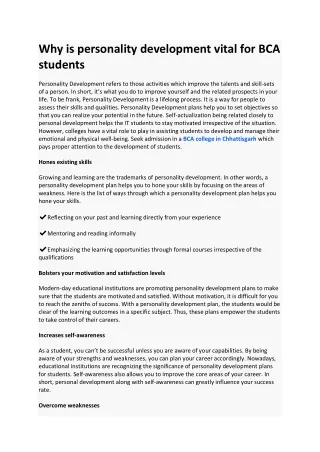 why is personality development vital
