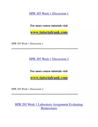 HPR 205 Experience Tradition- tutorialrank.com