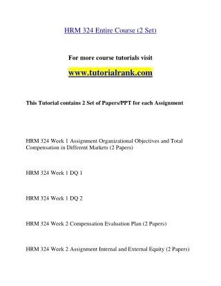 HRM 324 Experience Tradition- tutorialrank.com