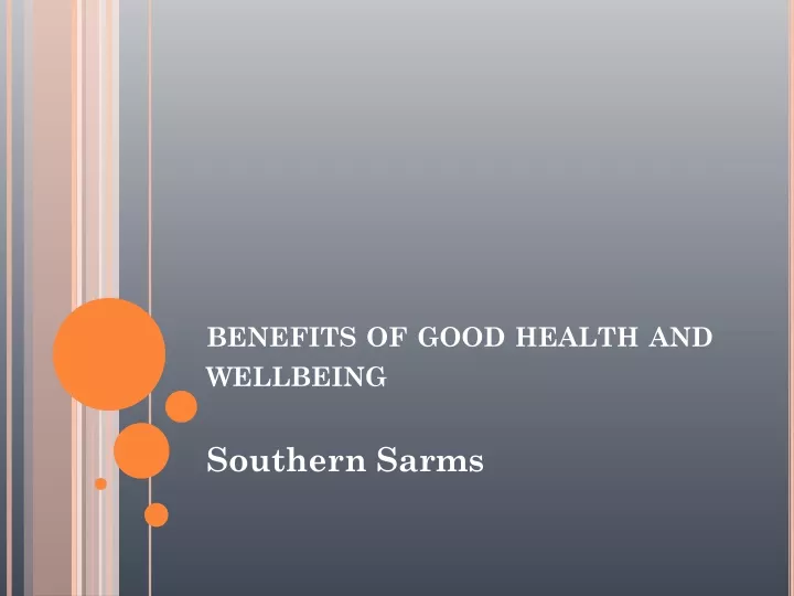 benefits of good health and wellbeing