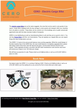 Book now your CERO Electric Cargo Bike
