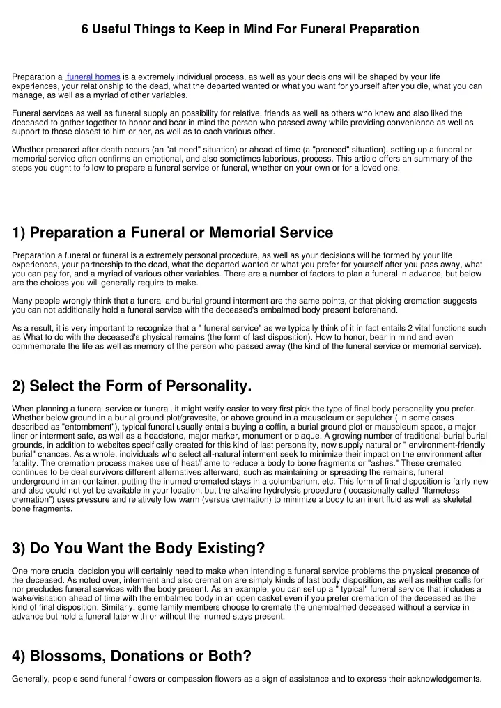 6 useful things to keep in mind for funeral