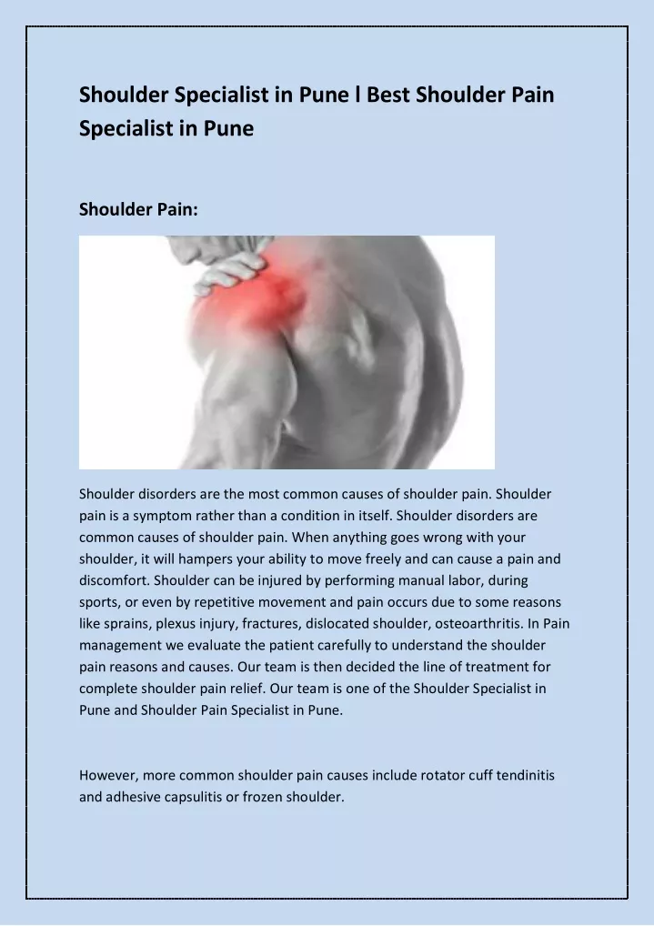 shoulder specialist in pune l best shoulder pain