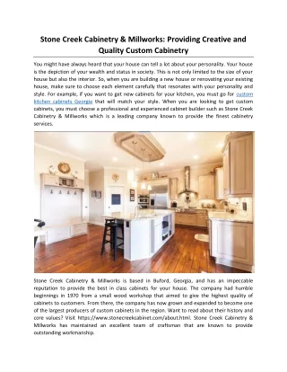 Stone Creek Cabinetry & Millworks: Providing Creative and Quality Custom Cabinetry