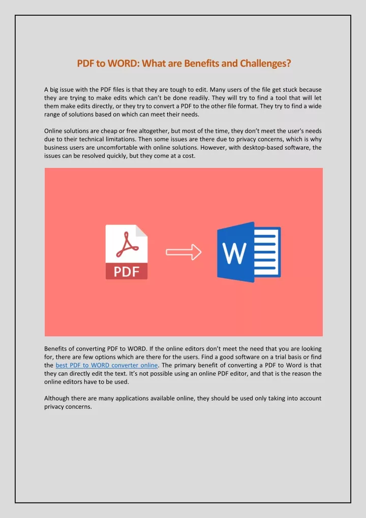 pdf to word what are benefits and challenges