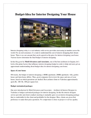Budget-Idea for Interior Designing Your House