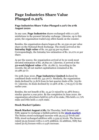 page industries share value plunged 0 22