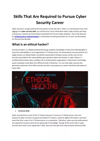 skills that are required to pursue cyber security
