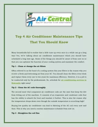 Top 4 Air Conditioner Maintenance Tips That You Should Know