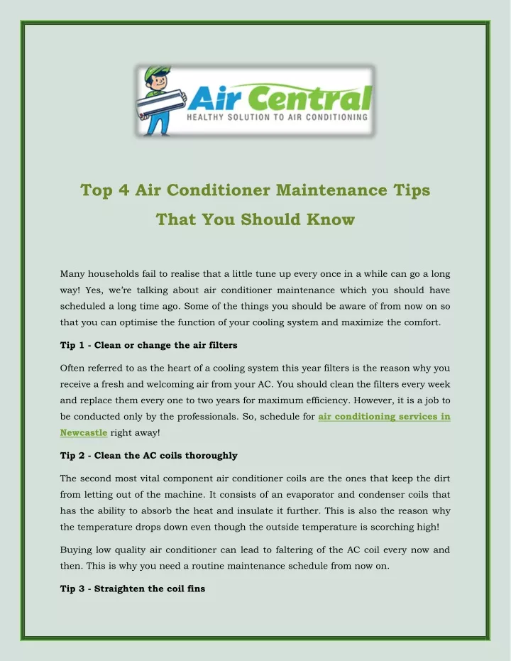 top 4 air conditioner maintenance tips