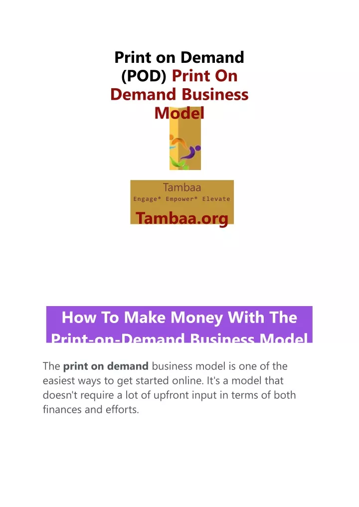 print on demand pod print on demand business model