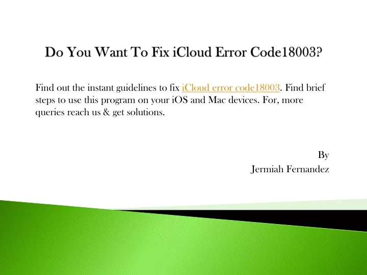 do you want to fix icloud error code18003