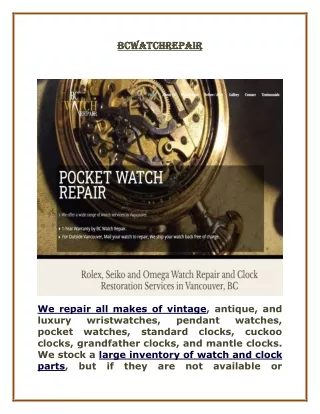 Clock Repair Services