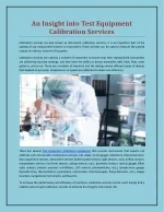An Insight into Test Equipment Calibration Services - slide 1