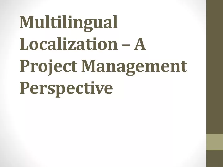 multilingual localization a project management perspective