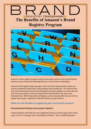 The Benefits of Amazon’s Brand Registry Program