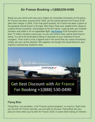 Air France Reservation! For Booking  1(888)530-0490