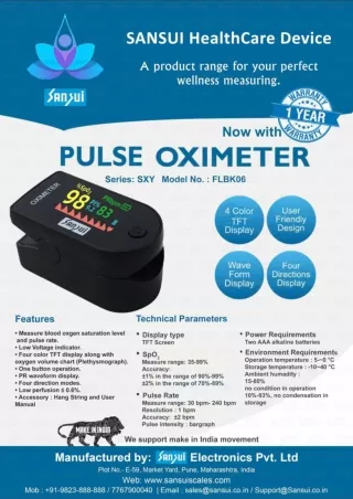 Sansui Digital Fingertip Pulse Oximeter Black