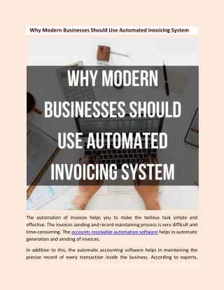 Why Modern Businesses Should Use Automated Invoicing System