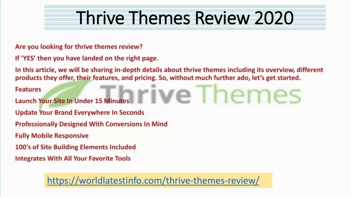 thrive themes review 2020