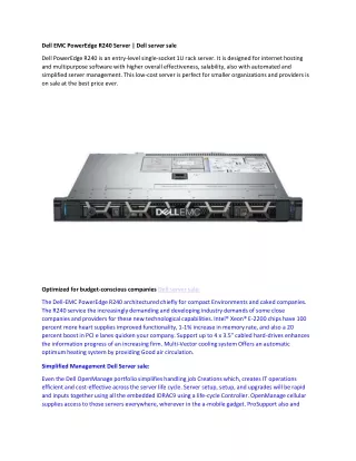 Dell EMC PowerEdge R240 Server | Dell server sale