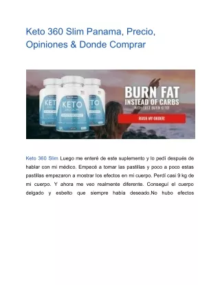 Keto 360 Slim Panama, Precio, Opiniones & Donde Comprar