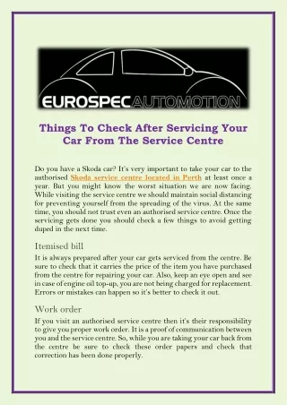 things to check after servicing your car from