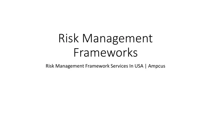 risk management frameworks