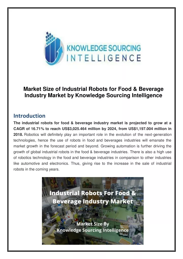 market size of industrial robots for food