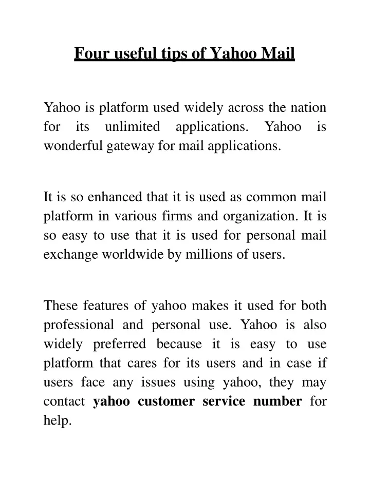 four useful tips of yahoo mail