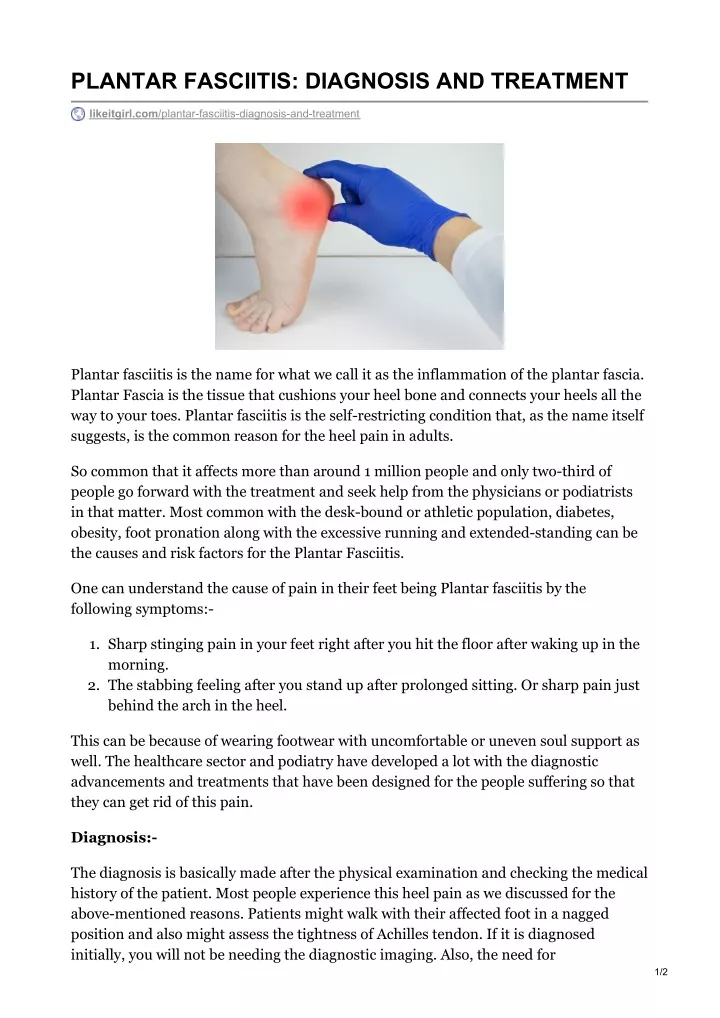 plantar fasciitis diagnosis and treatment