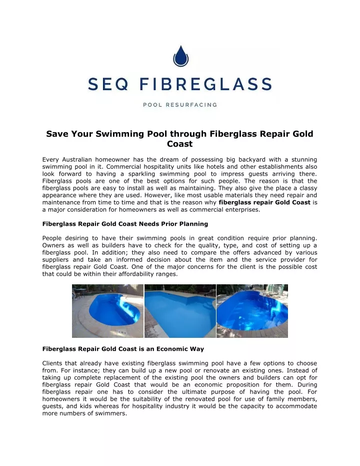 save your swimming pool through fiberglass repair