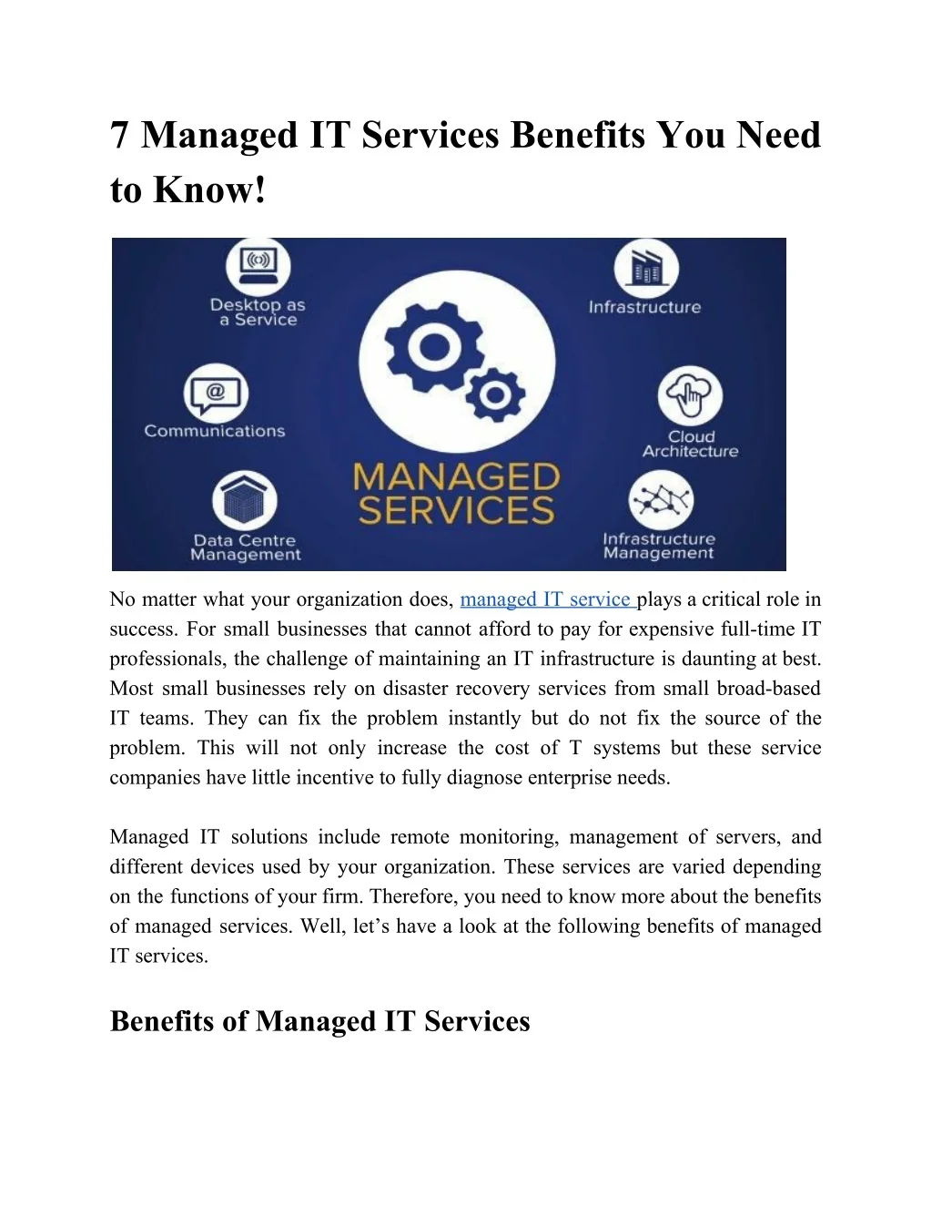 PPT - Key Benefits of Managed IT Services PowerPoint Presentation, free ...