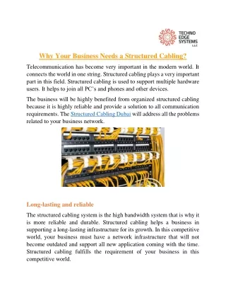 why your business needs a structured cabling