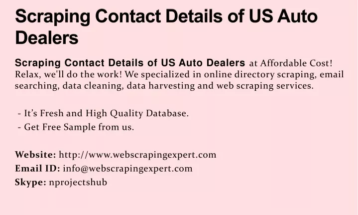 scraping contact details of us auto dealers